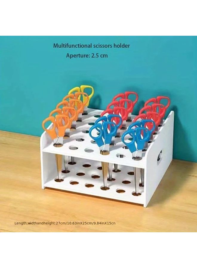 White Plastic Desktop Scissor Holder With 35 Holes For Art Supplies Test Tubes Craft Storage - Image 4